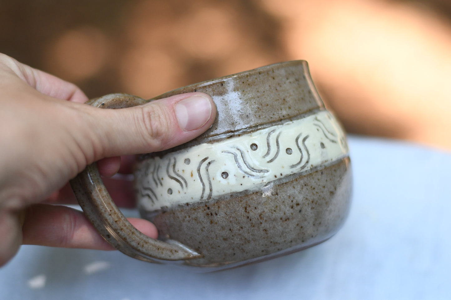 Brown Carved Mug