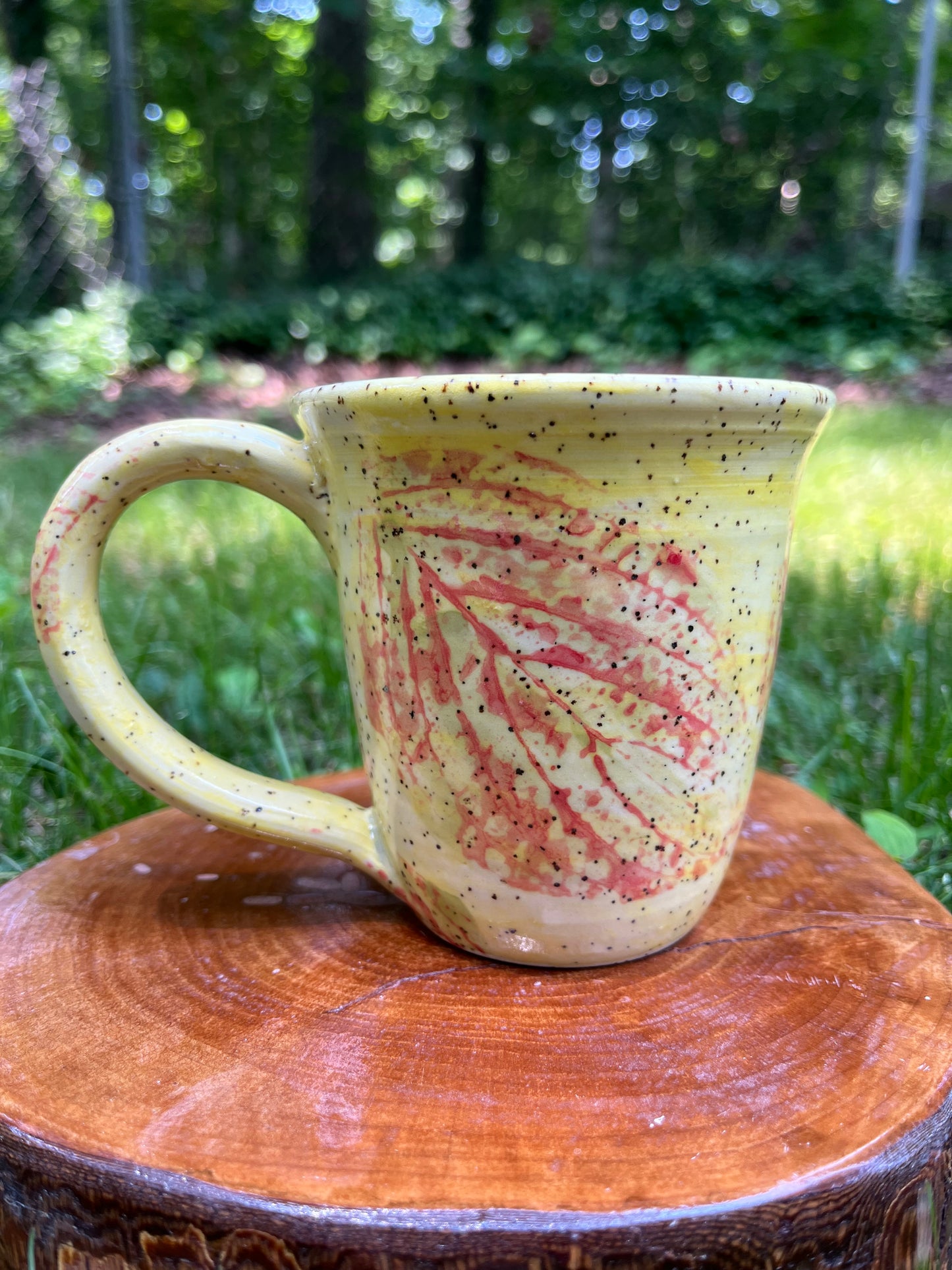 Yellow and Pink Dogwood Leaf Mug