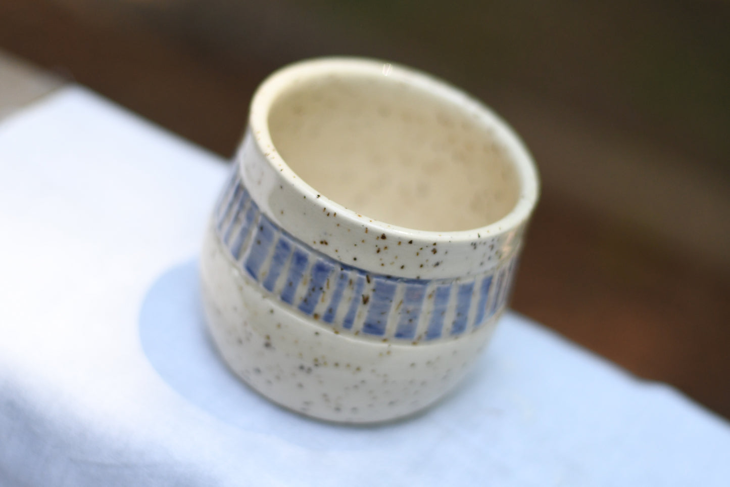 White and Purple Carved Cup