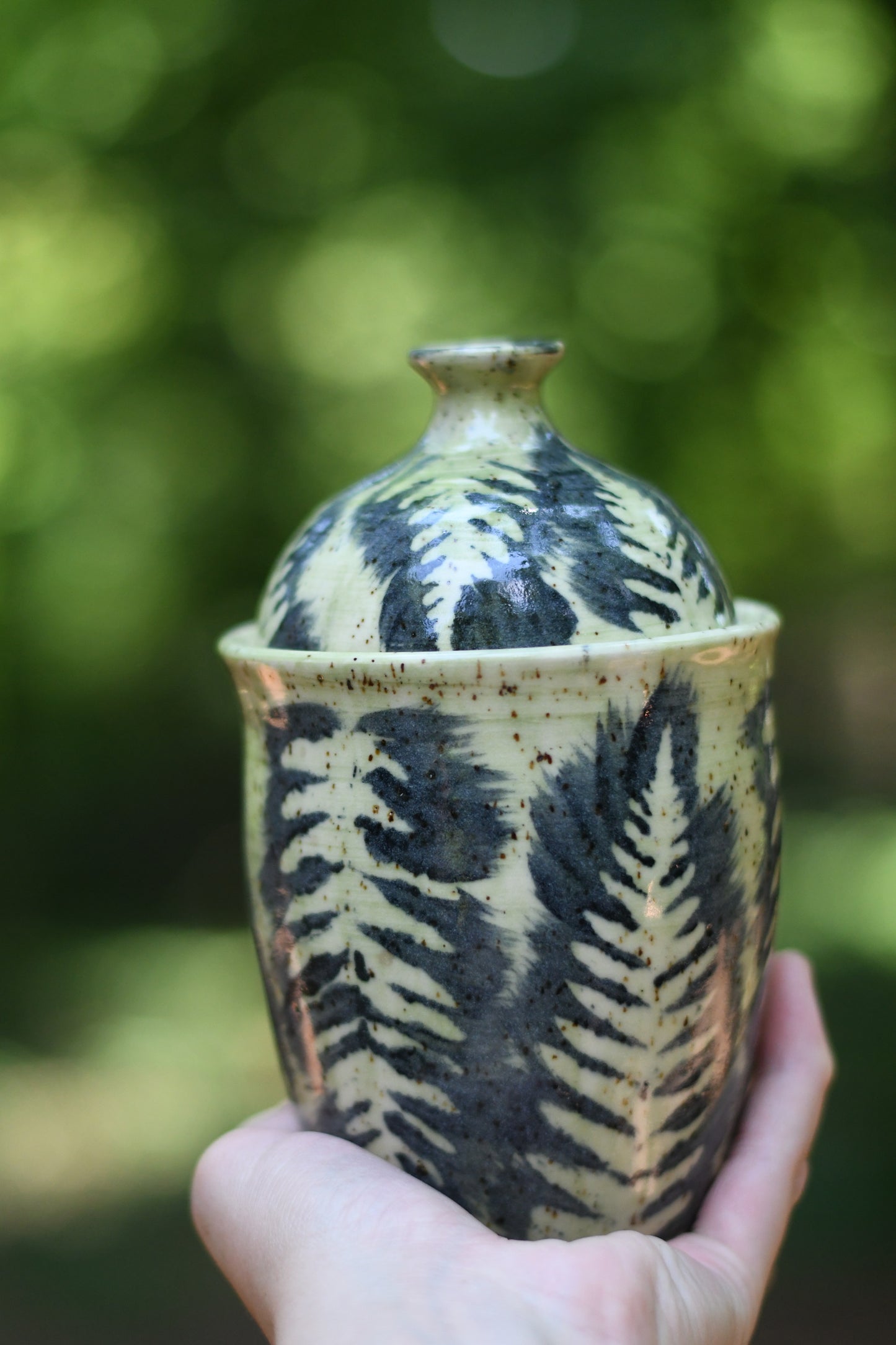 Lidded Fern Jar