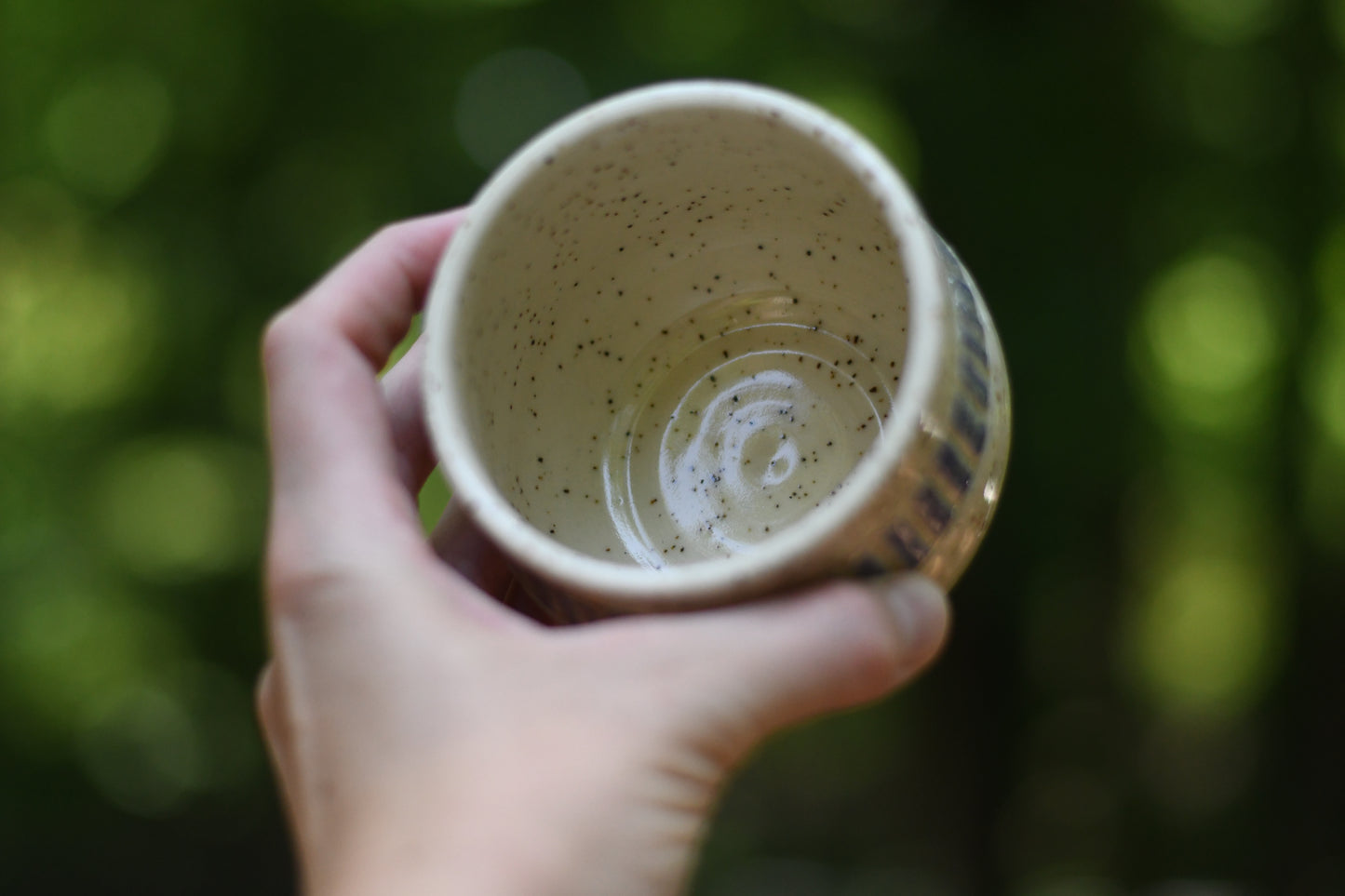 White and Purple Carved Cup