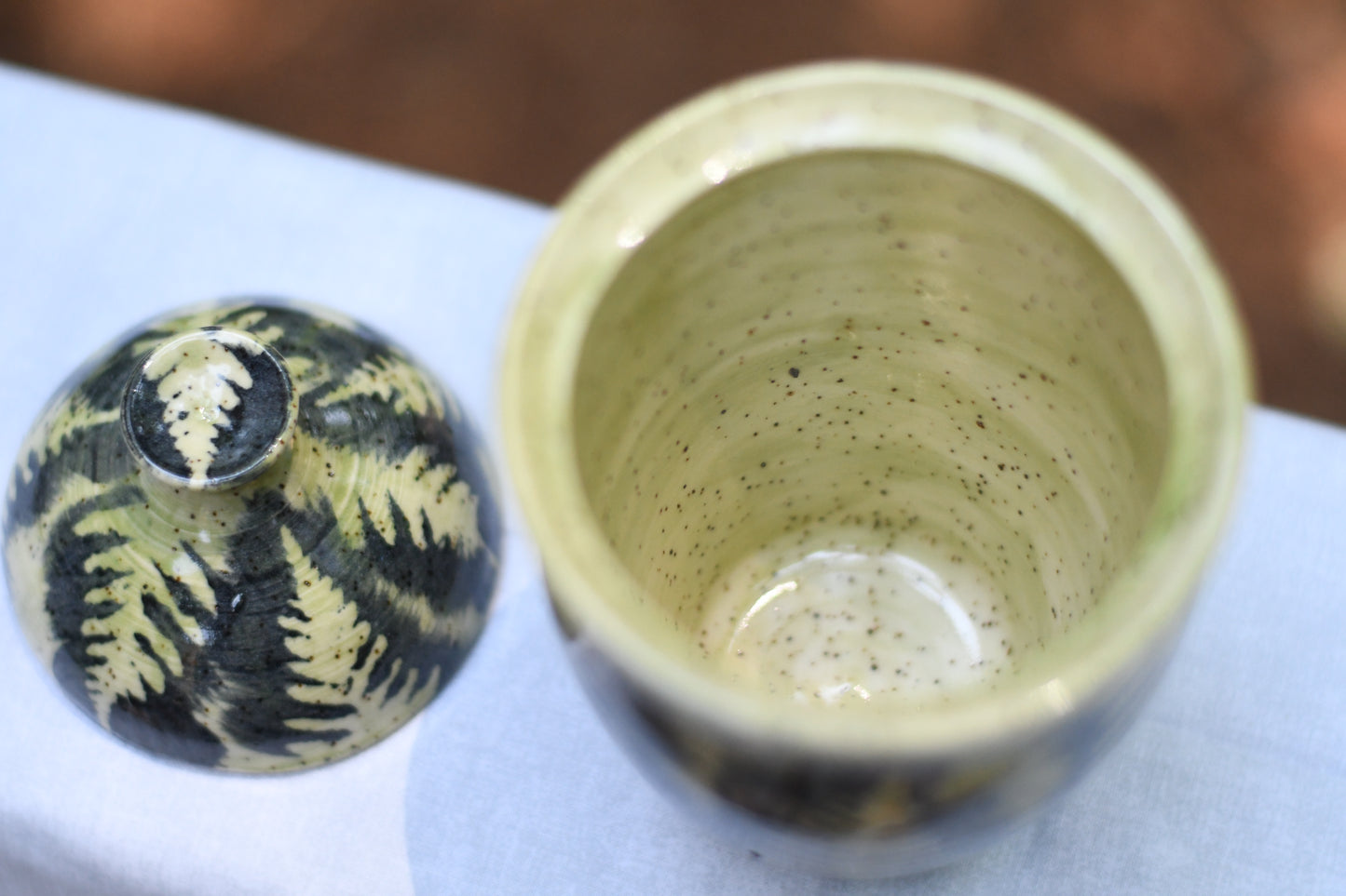 Lidded Fern Jar