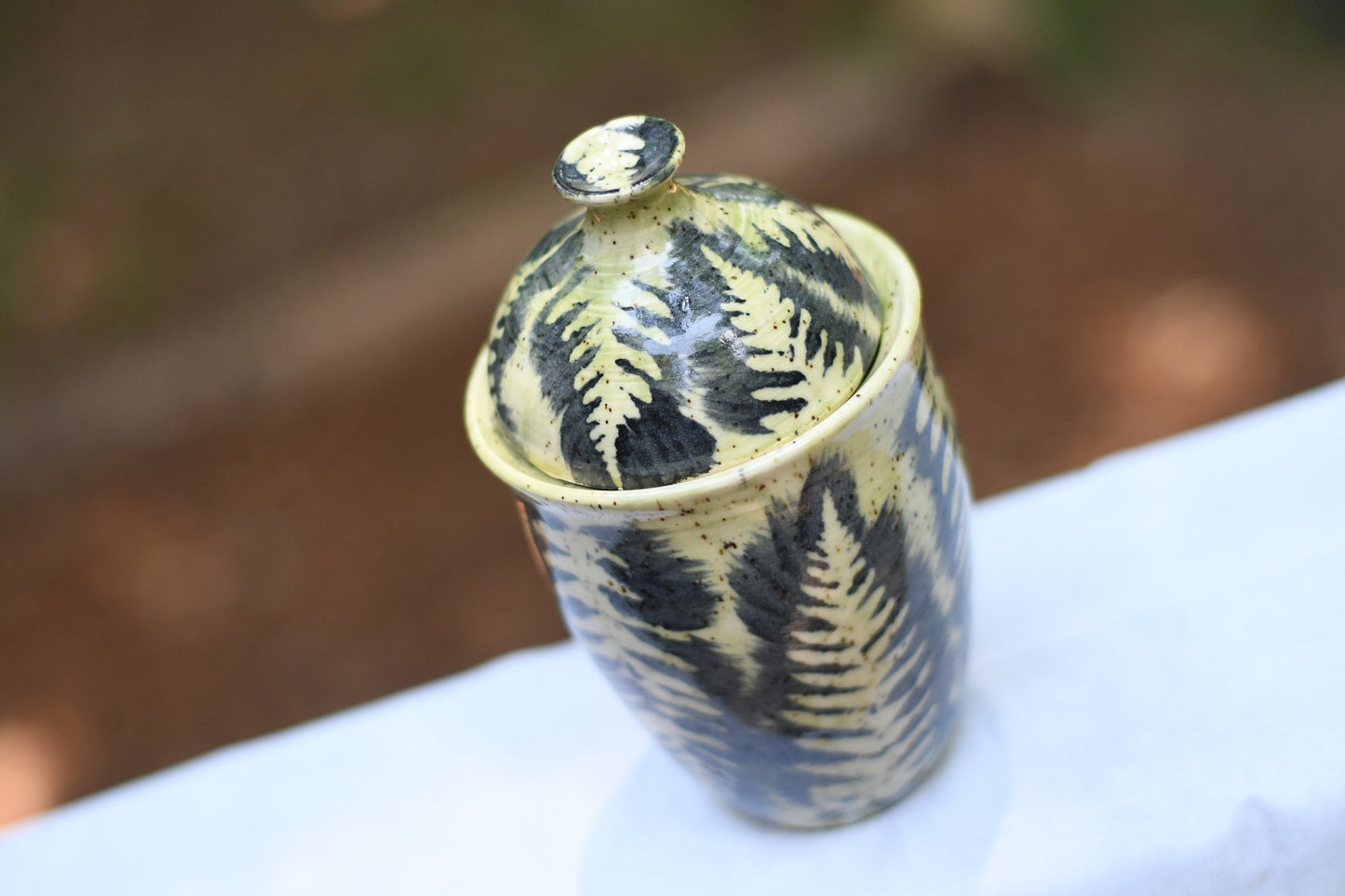Lidded Fern Jar