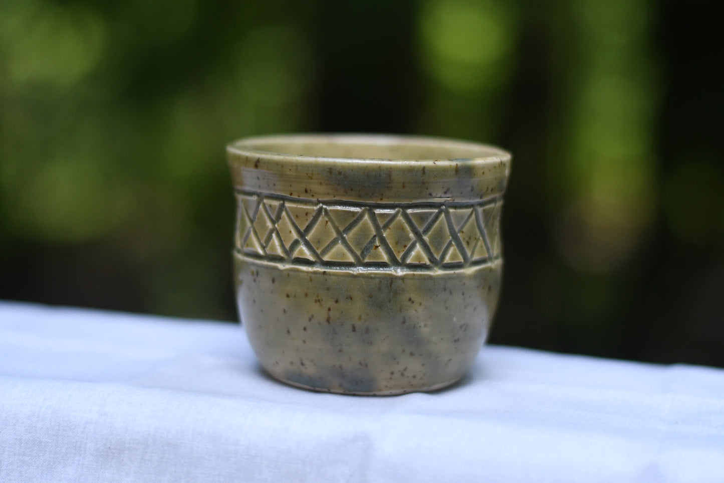 Green Carved Cup