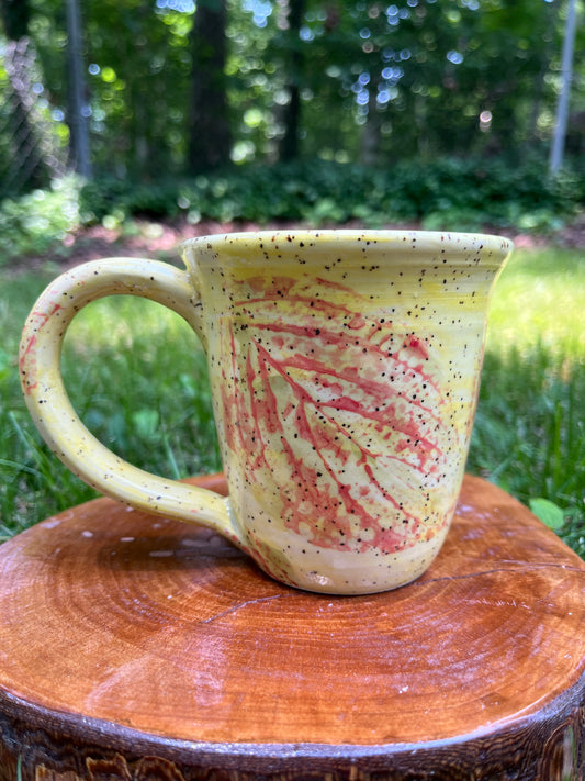 Yellow and Pink Dogwood Leaf Mug