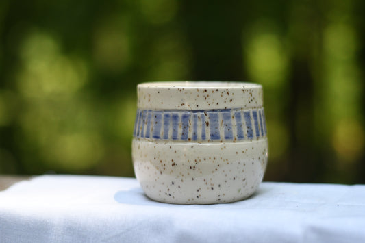 White and Purple Carved Cup
