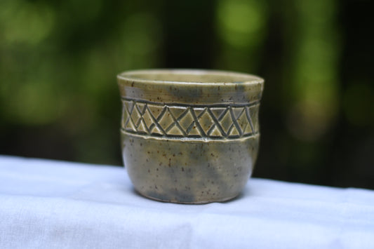 Green Carved Cup