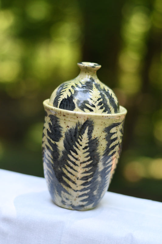 Lidded Fern Jar